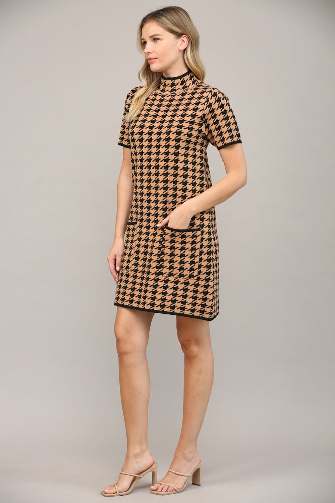 Harper Houndstooth Dress - Dress - Mini - Surprise Lily