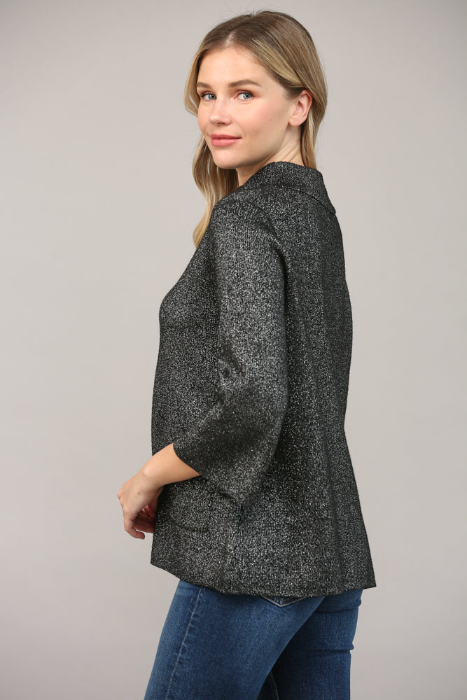Monica Mock Neck Sweater in Glitter Black
