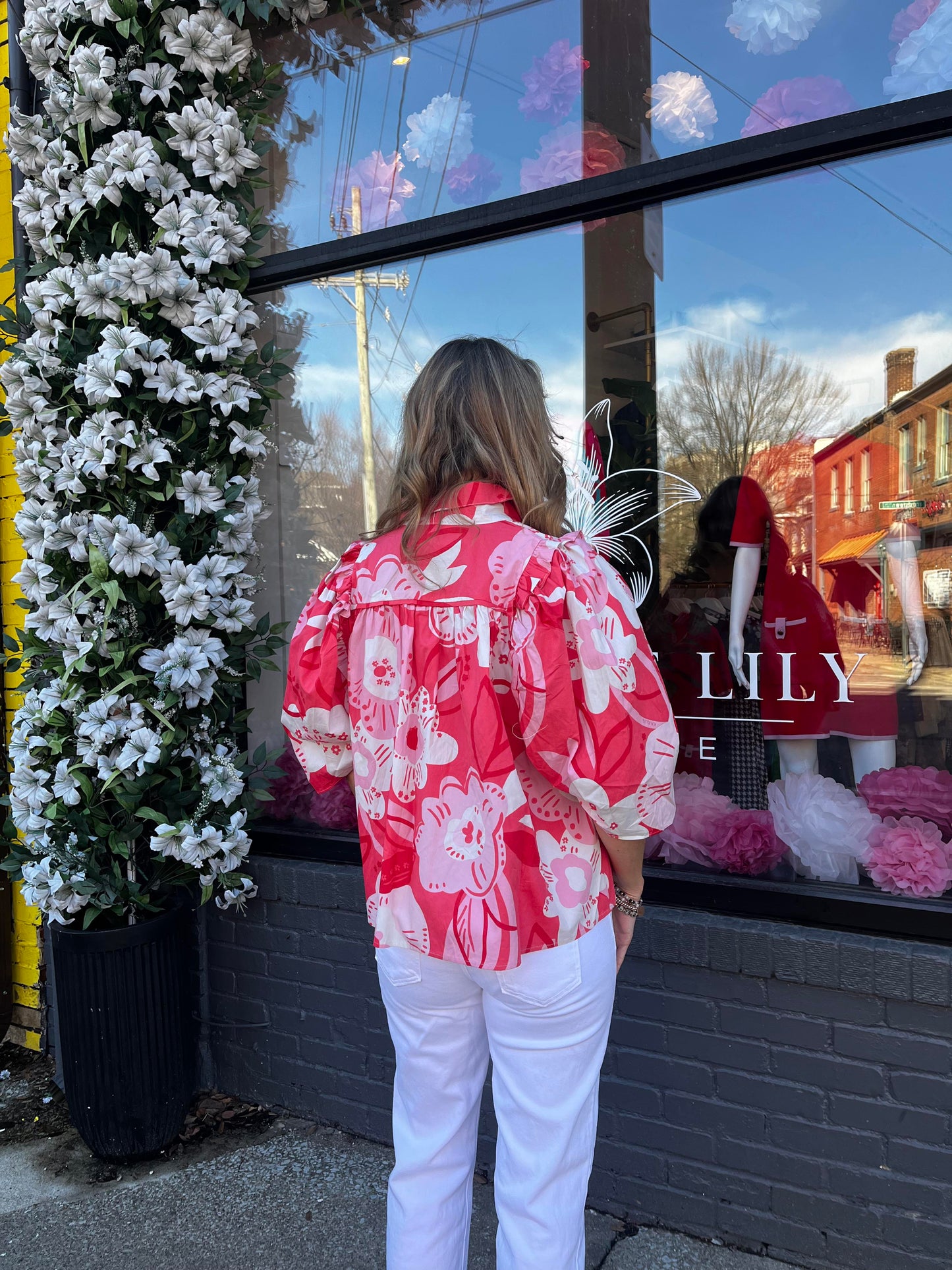 Artist Floral Puff Sleeve Ruffle Top