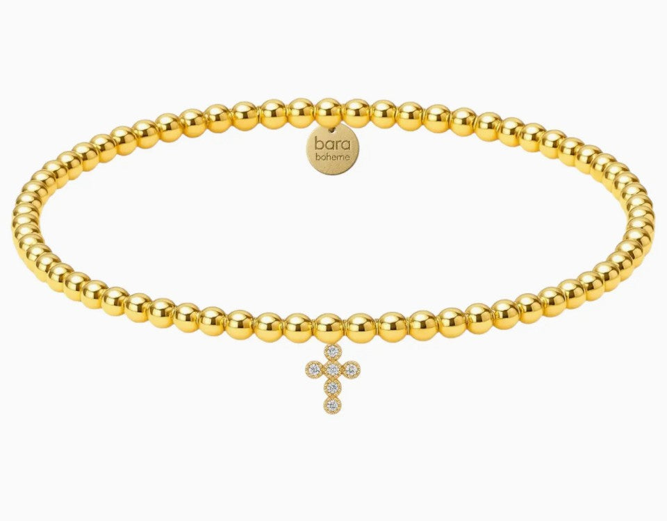  ​14k gold filled beaded bracelet, waterproof and hypoallergenic, stackable jewelry for women