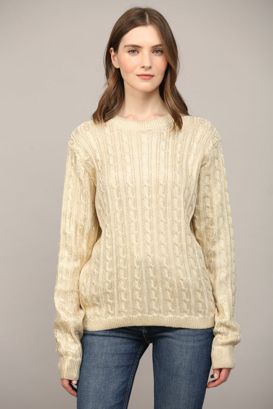 Golden Cable Knit Sweater - Top - Sweater - Surprise Lily