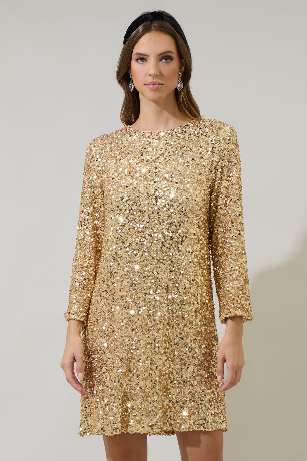 Jazlynn Sequin Bow Mini Dress