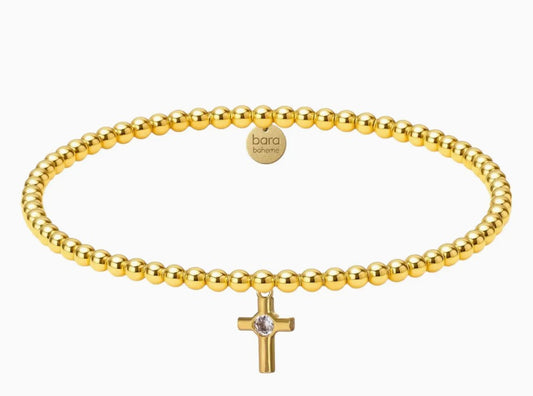  ​14k gold filled beaded bracelet, waterproof and hypoallergenic, stackable jewelry for women
