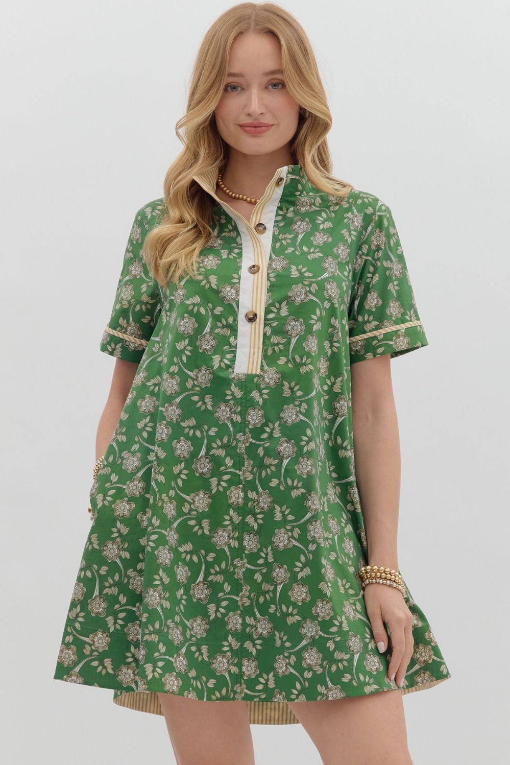 Green Floral Mini Dress