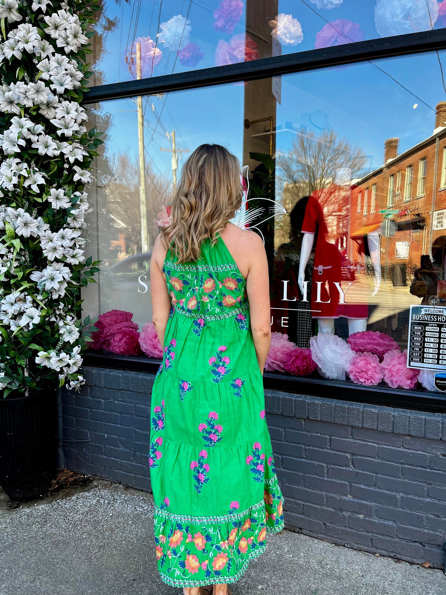 Tropical Print Halter Maxi Dress