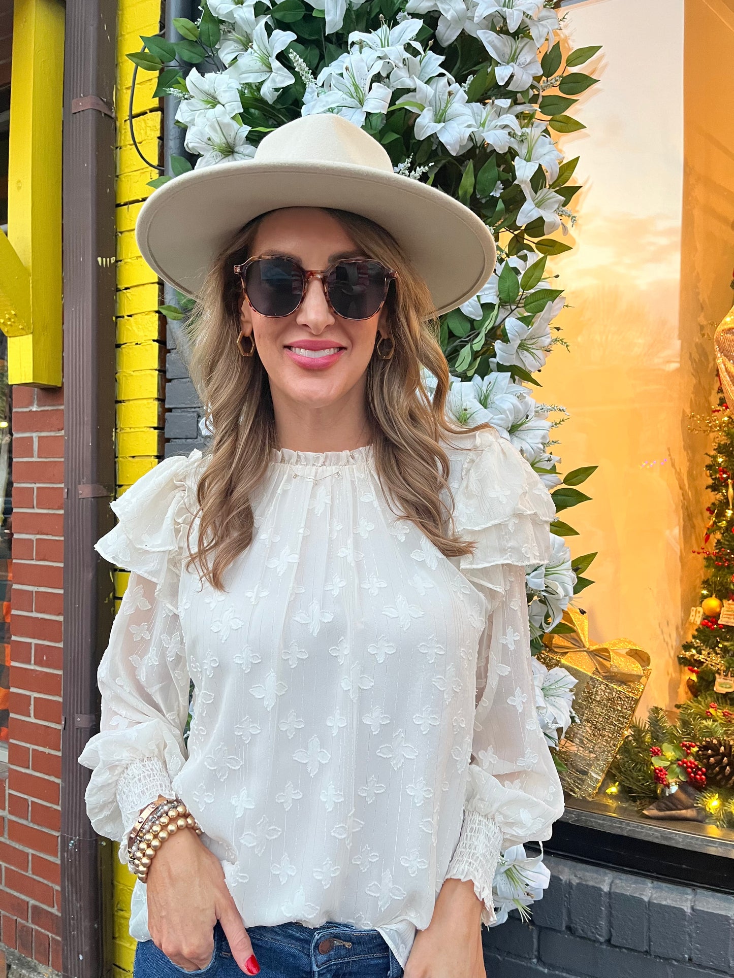 Chiffon ruffle blouse shop