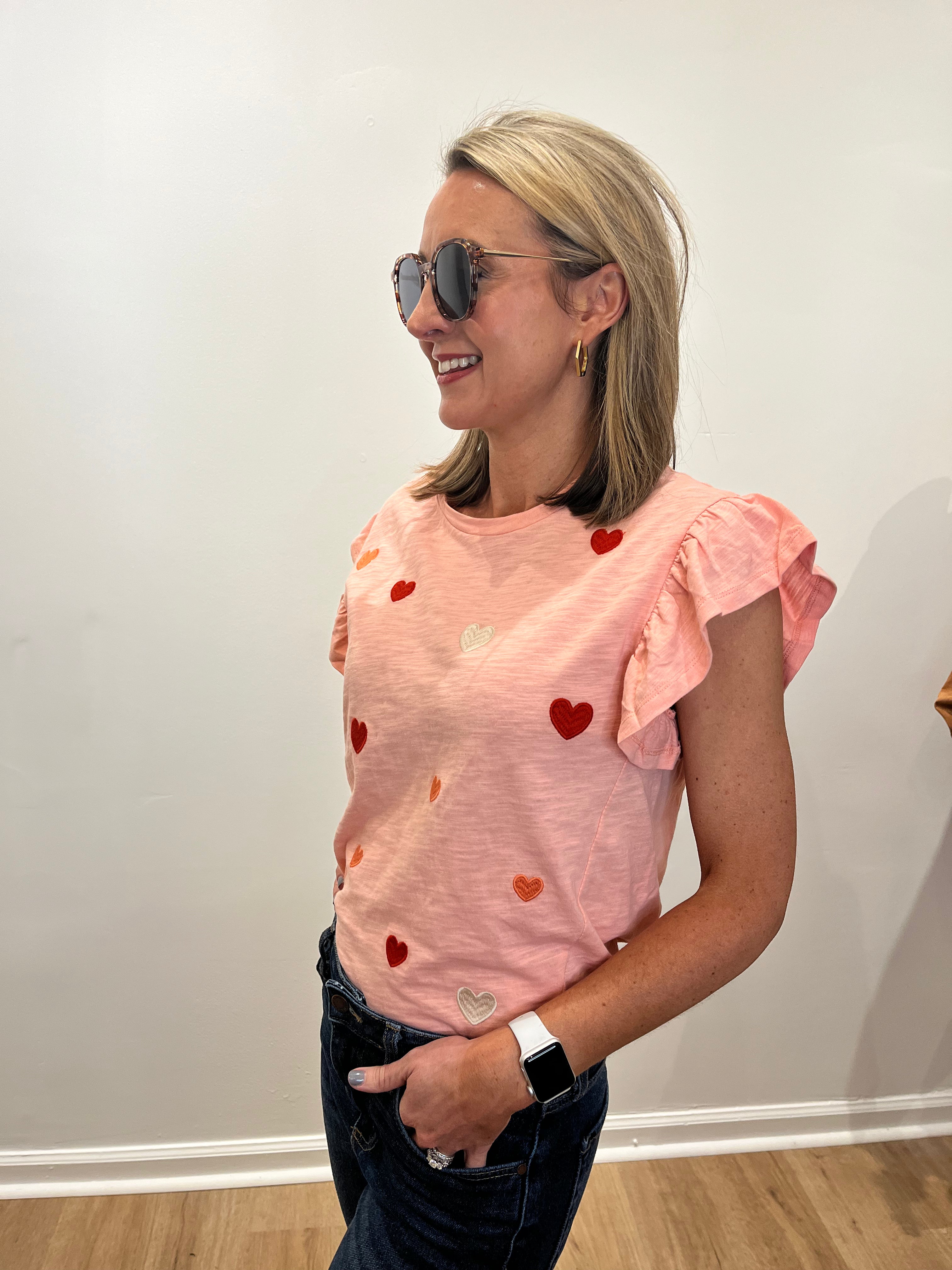 Valentine Ruffled Short Sleeve Top