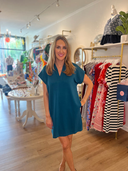 Thea Teal Mini Dress