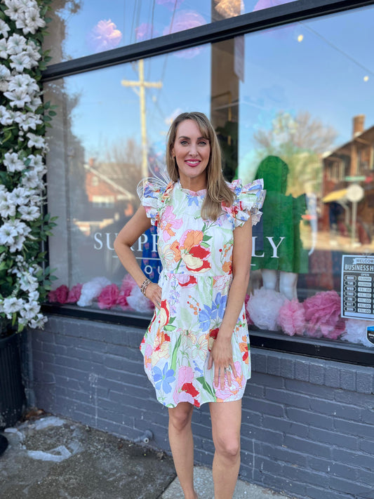 Juliet Floral Garden Shift Mini Dress