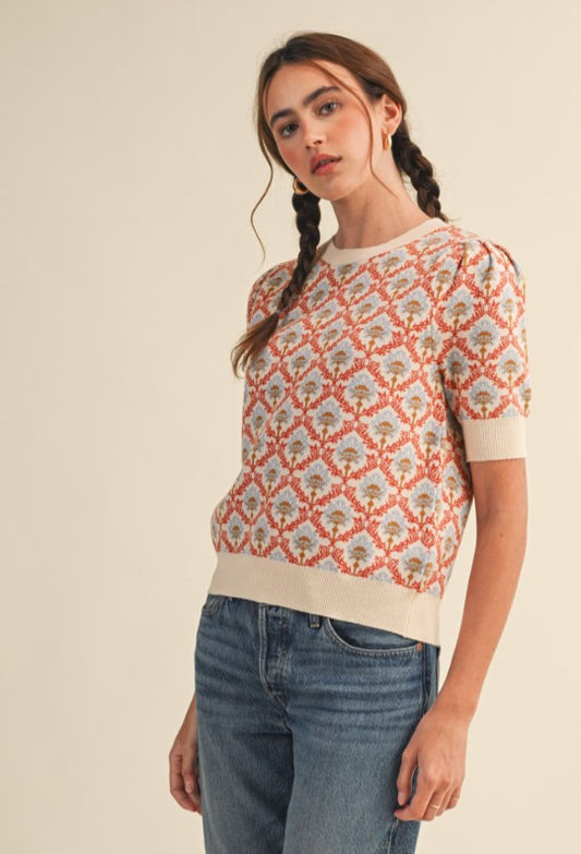 Ivory Charm Floral Knit Top