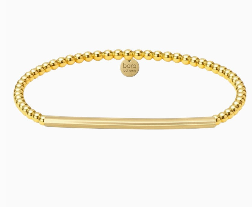  ​14k gold filled beaded bracelet, waterproof and hypoallergenic, stackable jewelry for women