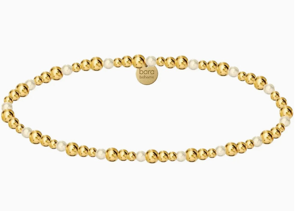  ​14k gold filled beaded bracelet, waterproof and hypoallergenic, stackable jewelry for women