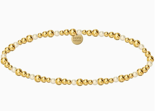  ​14k gold filled beaded bracelet, waterproof and hypoallergenic, stackable jewelry for women