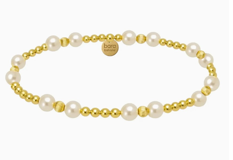  ​14k gold filled beaded bracelet, waterproof and hypoallergenic, stackable jewelry for women