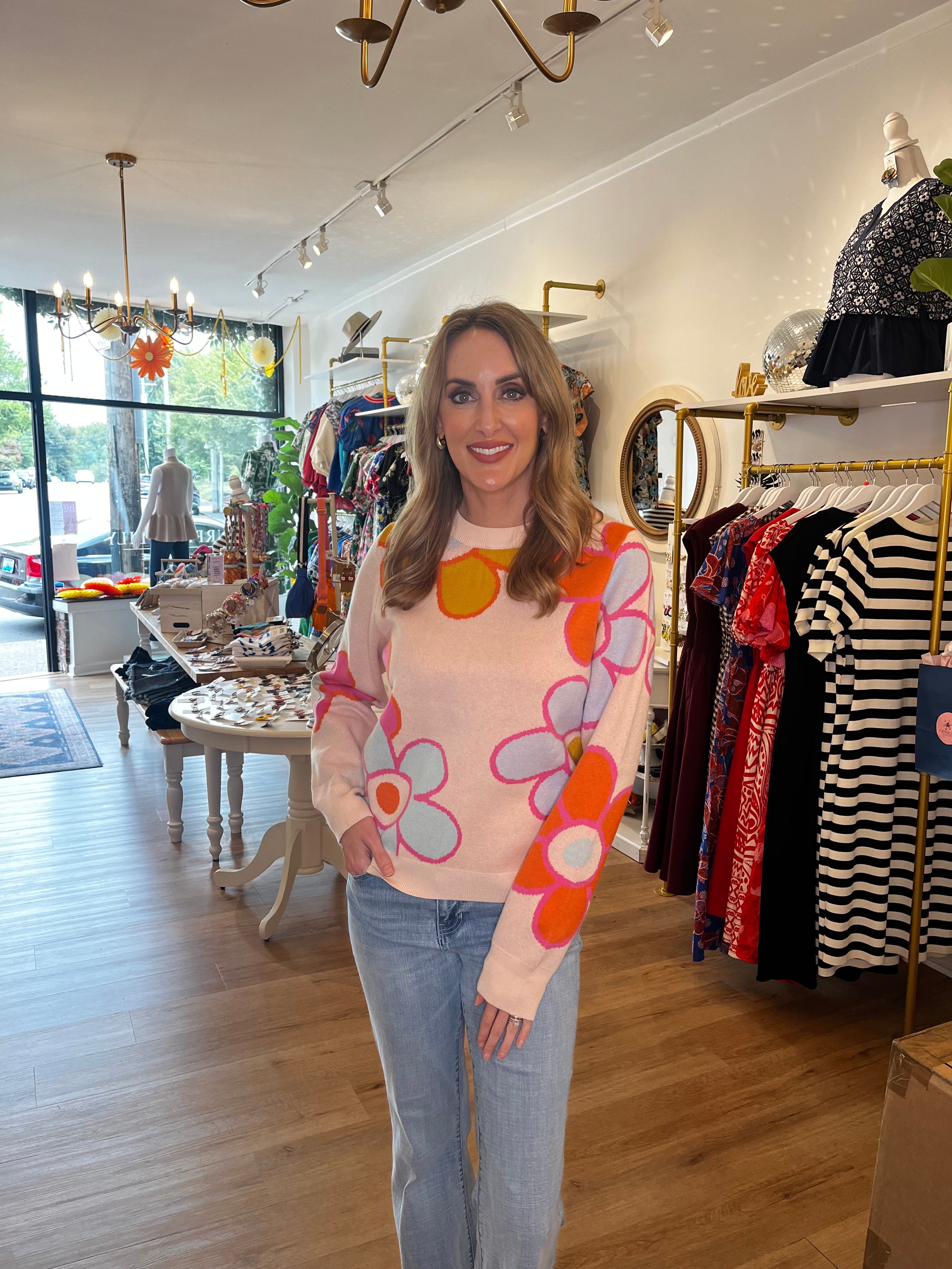 Groovy Blooms Knit Sweater