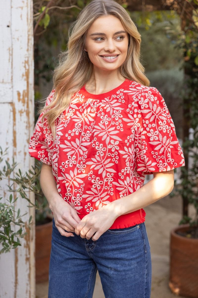 Emily Embroidered Eyelet Top