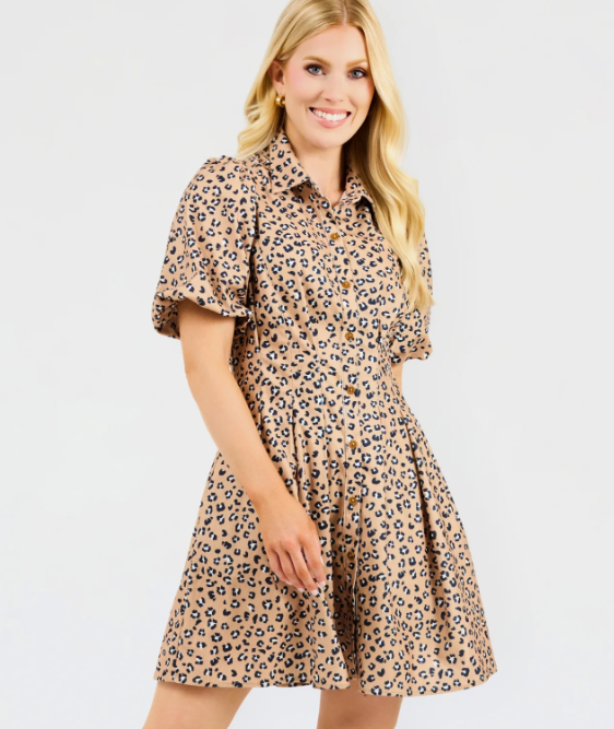 Leopard Corduroy Mini Dress from Mary Square available at Surprise Lily