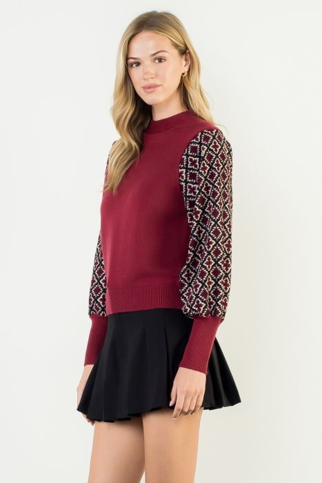 Burgundy Mixed Media Top