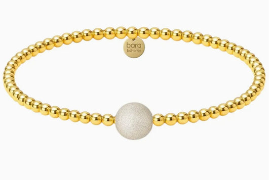  ​14k gold filled beaded bracelet, waterproof and hypoallergenic, stackable jewelry for women