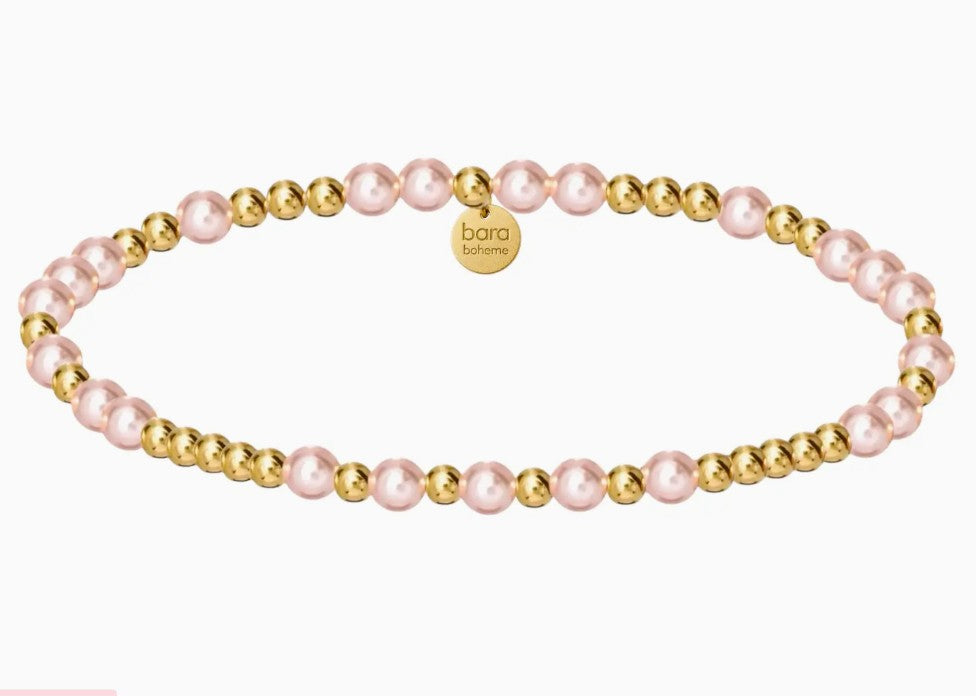  ​14k gold filled beaded bracelet, waterproof and hypoallergenic, stackable jewelry for women