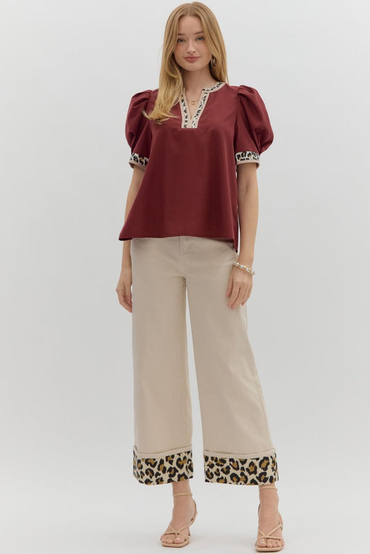 Bordeaux V-Neck Top
