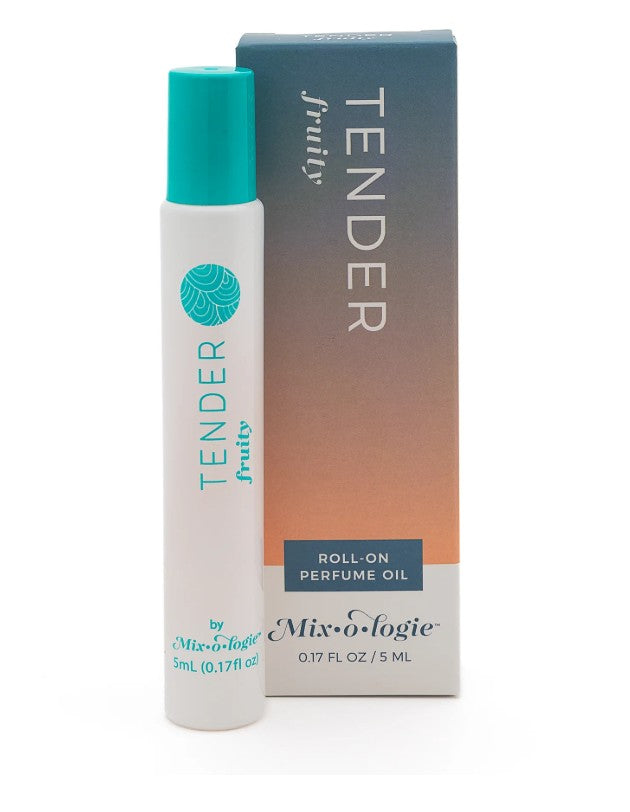 Tender roll-on perfume oil with packaging on a white background