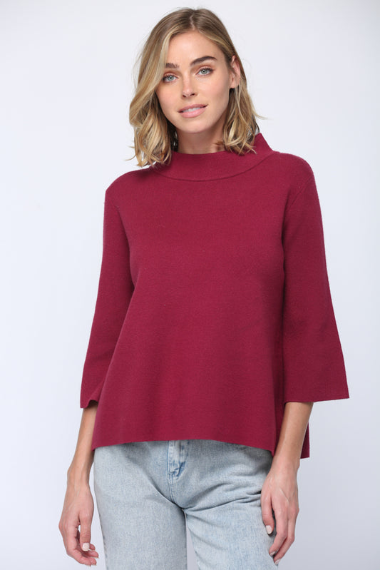 Monica Mock Neck Sweater in Crushed Berry