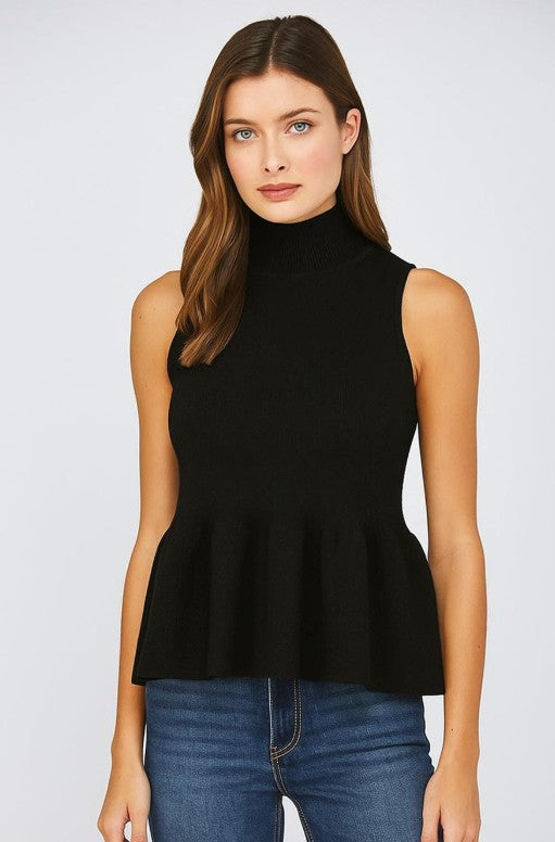 Black sleeveless peplum top 