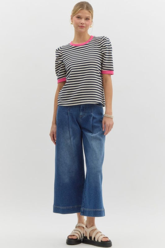 Sophie Striped Navy Top