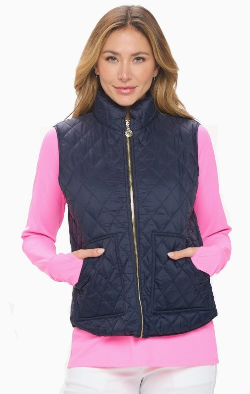 Grace Quilted Vest in Navy