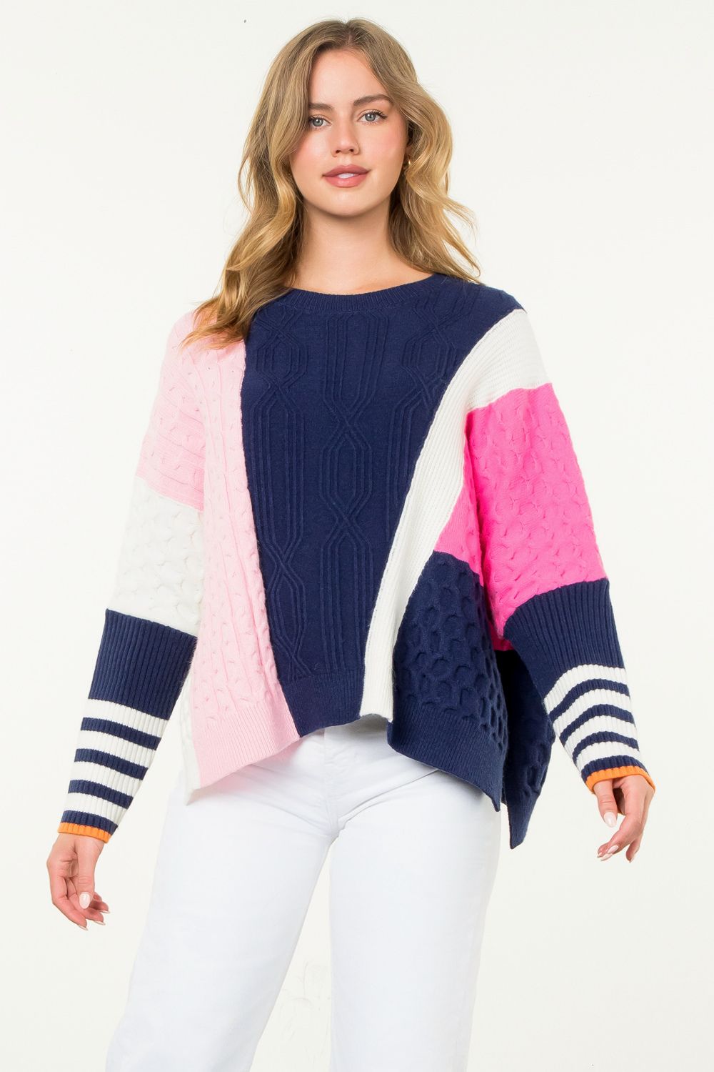 Colorblock Cozy Cable Sweater