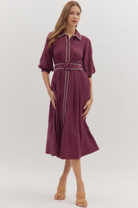 Romantic Plum Midi Dress