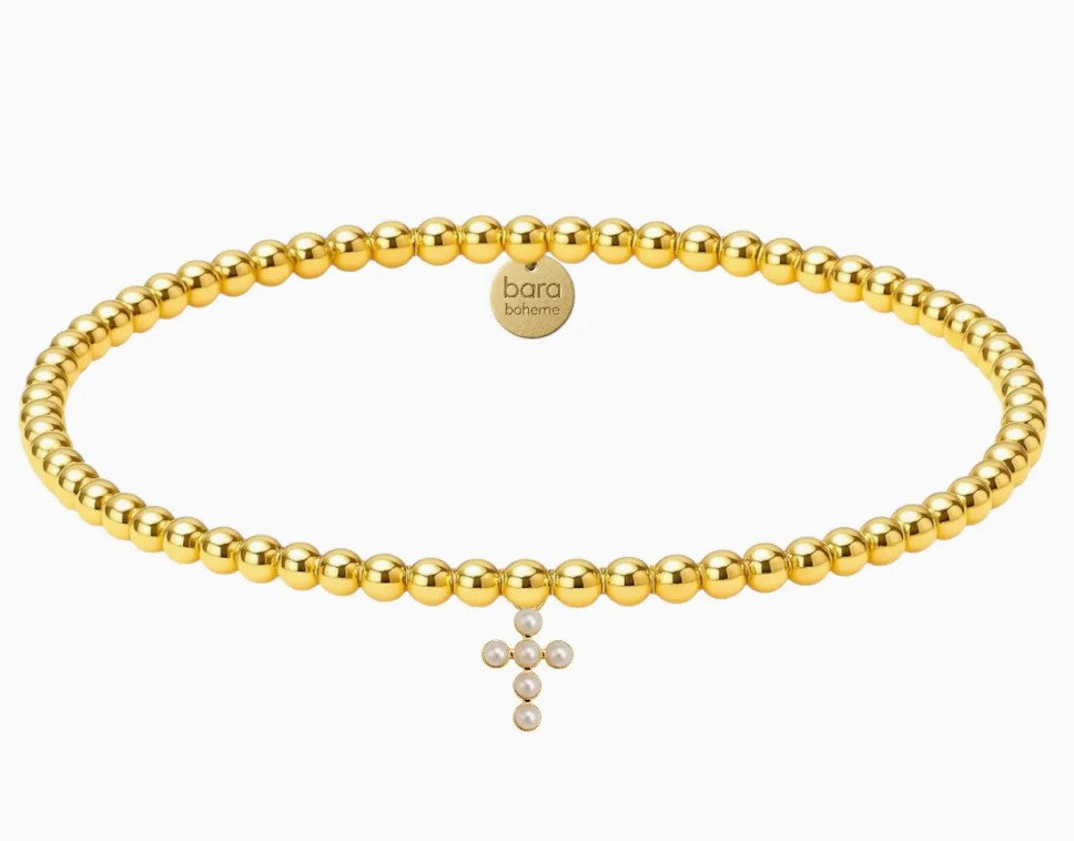  ​14k gold filled beaded bracelet, waterproof and hypoallergenic, stackable jewelry for women