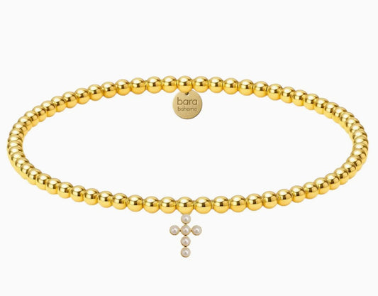  ​14k gold filled beaded bracelet, waterproof and hypoallergenic, stackable jewelry for women