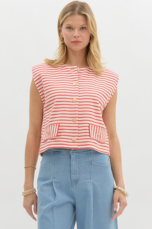 Riviera Stripe Button-Up