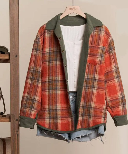 Reversible Corduroy and Plaid Button Down Shirt