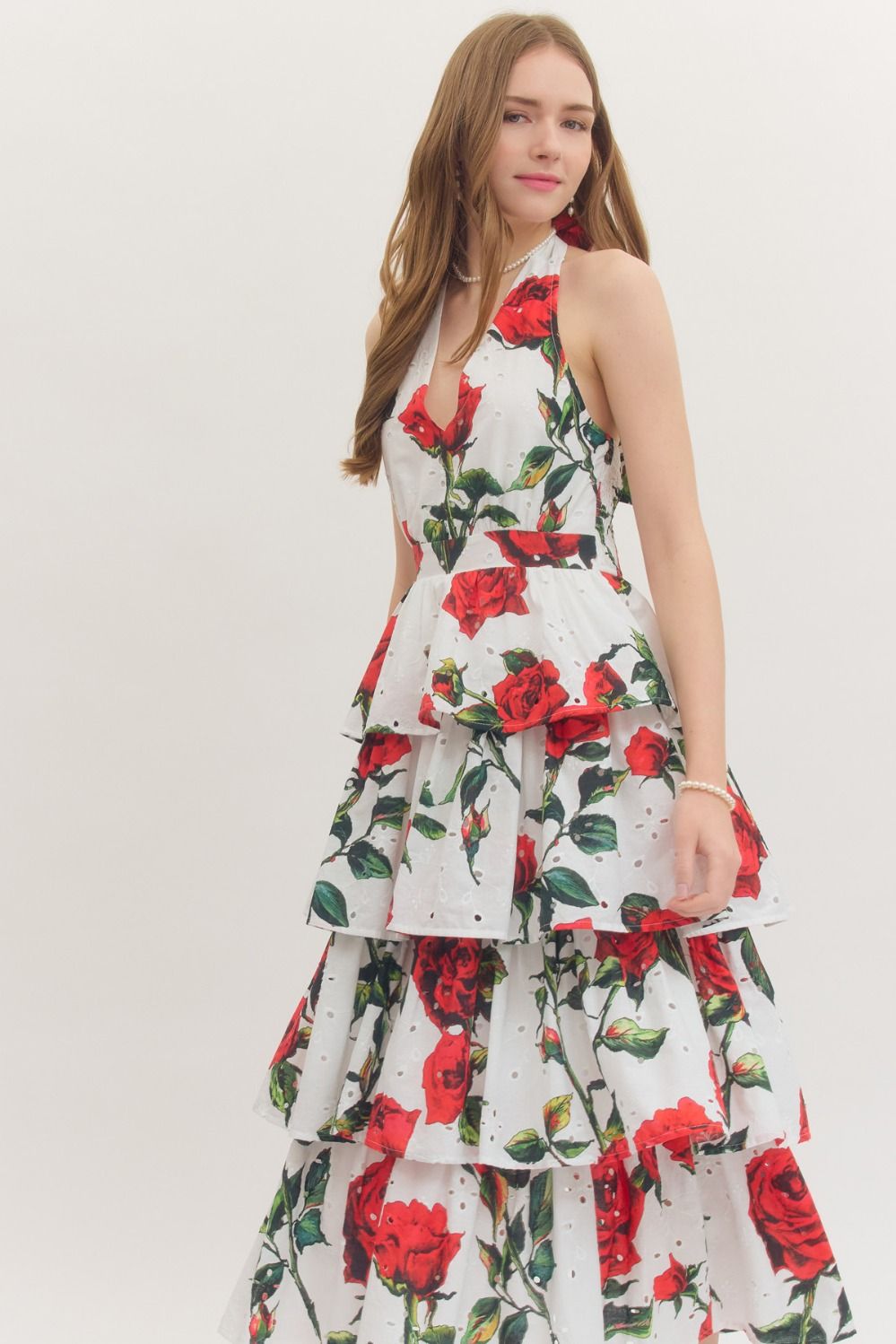 Rose Garden Tiered Midi Dress - Surprise Lily