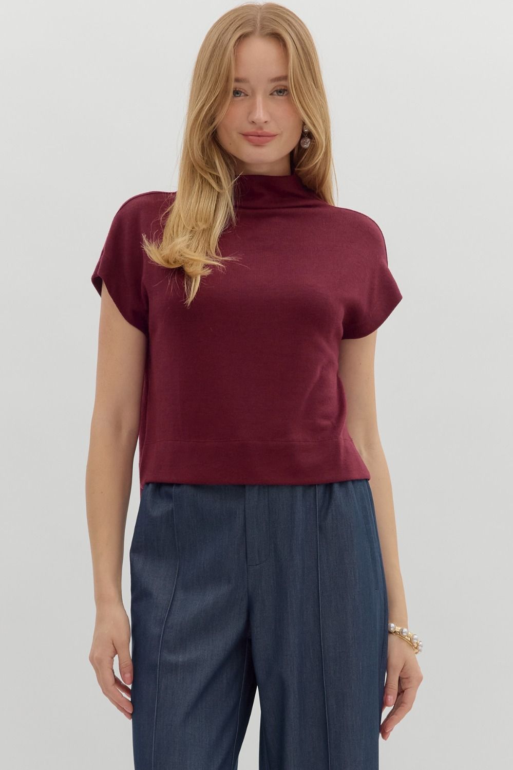 Ruby Mock Neck in Scarlet