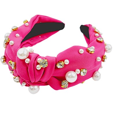 Pearl & Crystal Studded Knotted Headband