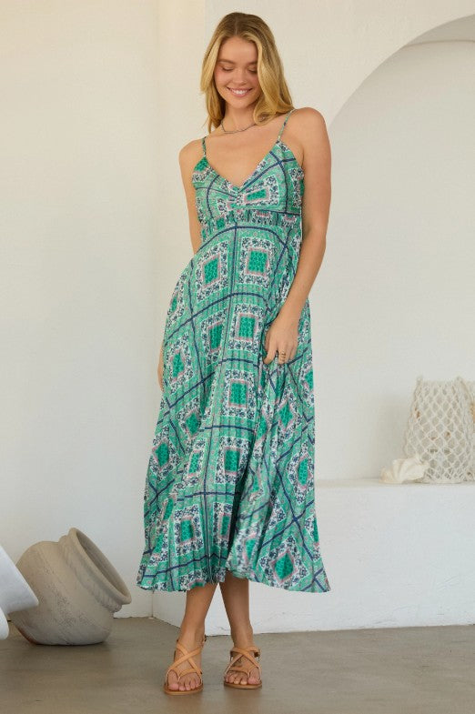 Sleeveless Pleated Midi Dress