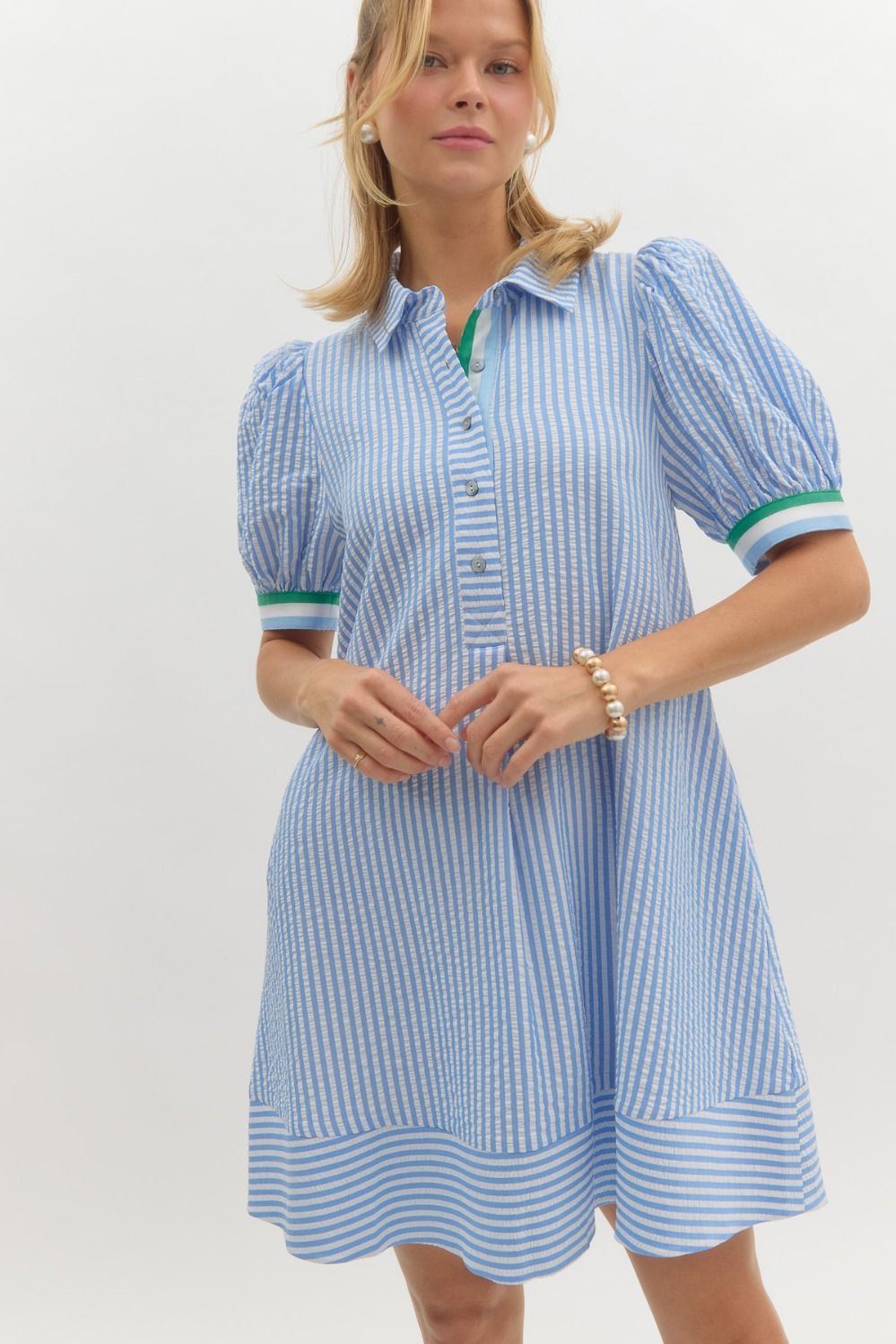 Carol Striped Dress in Blue