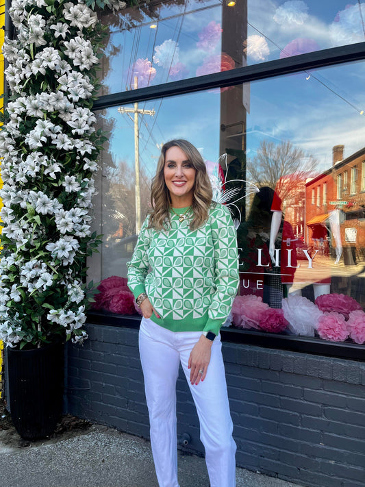 Tennis Crew Neck Sweater in Green