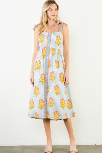 Sunlit Garden Tie-Shoulder Midi Dress - Surprise Lily