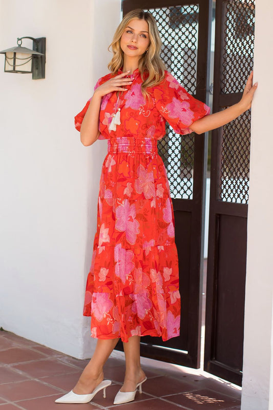 Sunset Bloom Tiered Maxi Dress