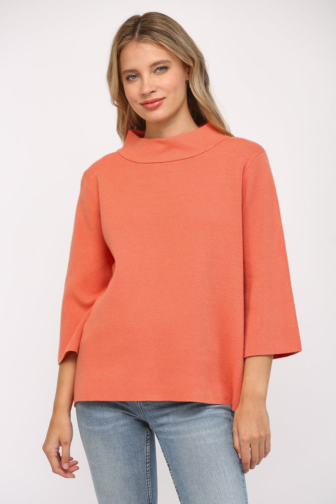 Monica Mock Neck Sweater in Dusty Orange