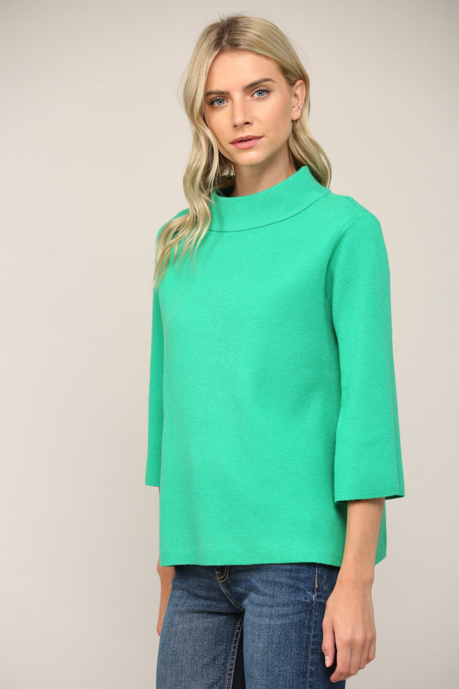 Monica Mock Neck Sweater in Kelly Green - Top - Sweater - Surprise Lily