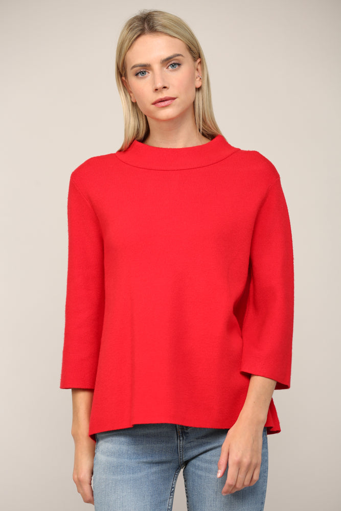 Monica Mock Neck Sweater in Red - Top - Sweater - Surprise Lily