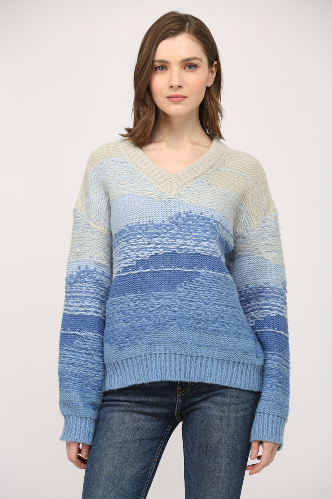 Ombre Knit V-Neck Sweater - Top - Sweater - Surprise Lily