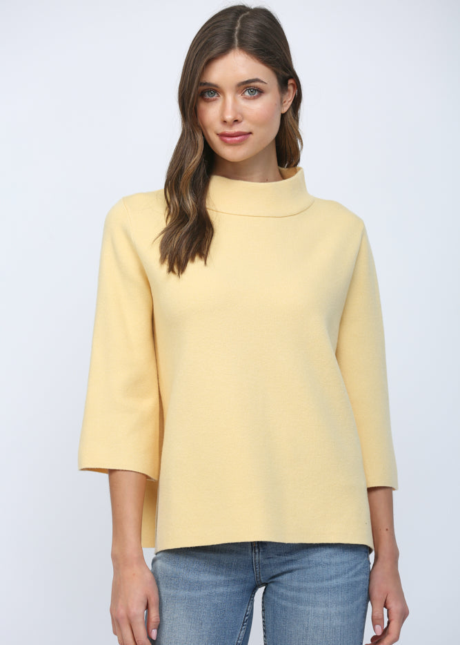 Monica Mock Neck Sweater in Yellow - Surprise Lily