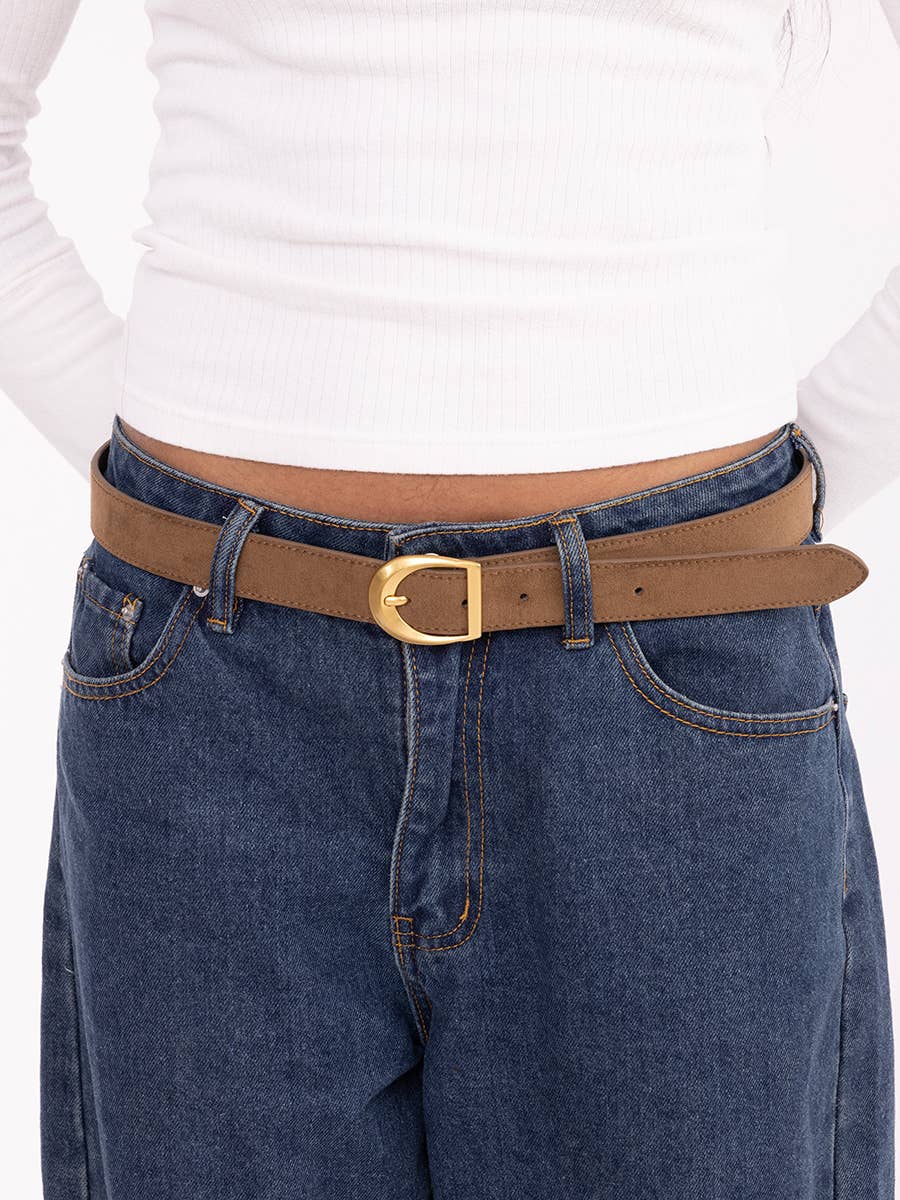 Faux Suede Belt with Buckle
